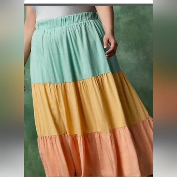 Torrid Mint, Yellow, and Peach Maxi Skirt - Picture 1 of 9